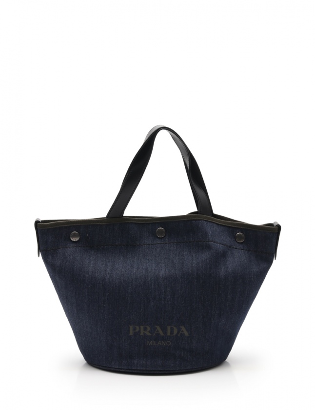 プラダ PRADA トートバッグ ショルダーバッグ ネイビー 1BG244 デニム  