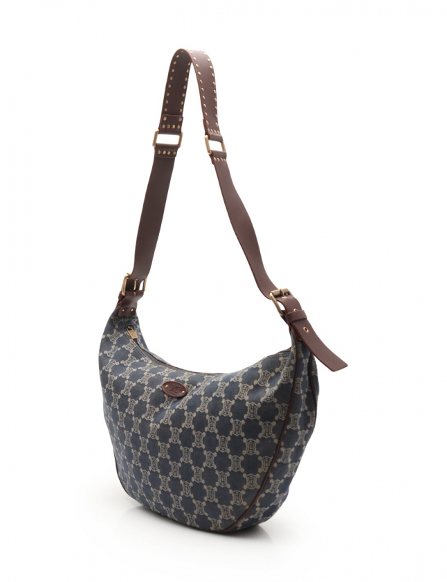 セリーヌ CELINE ショルダーバッグ マカダム柄 青 デニム レディース