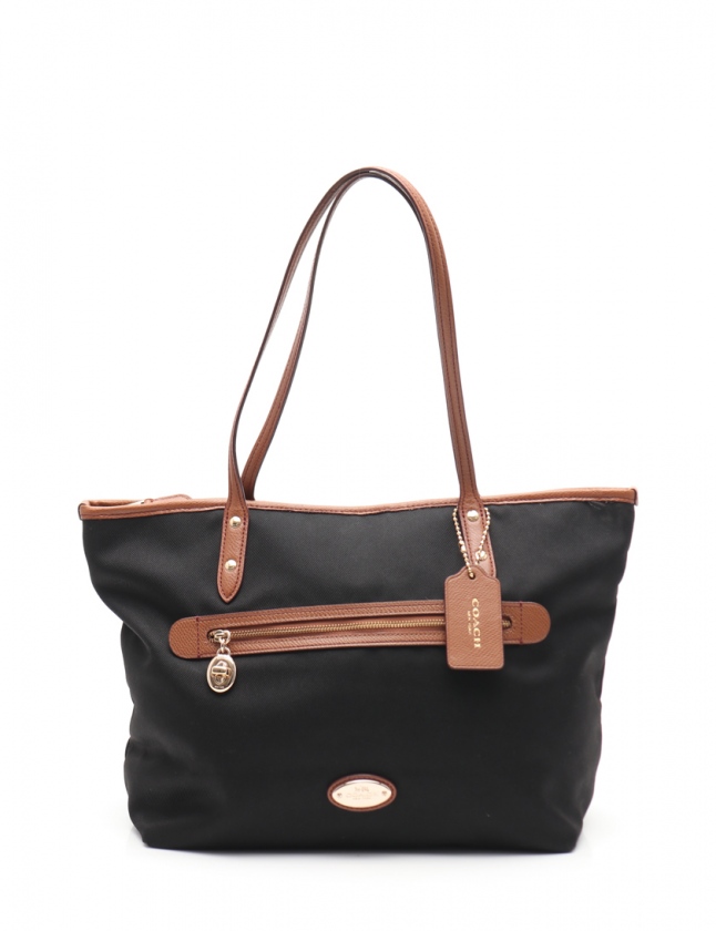 コーチ COACH トートバッグ 黒 茶 F37237 ナイロン レザー10120 