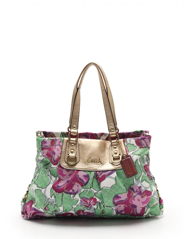 コーチ COACH トートバッグ ショルダーバッグ アシュレイ 花柄 緑 紫 