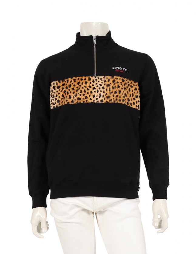 シュプリーム SUPREME ハーフジップトレーナー 黒 茶 S トップス 長袖  