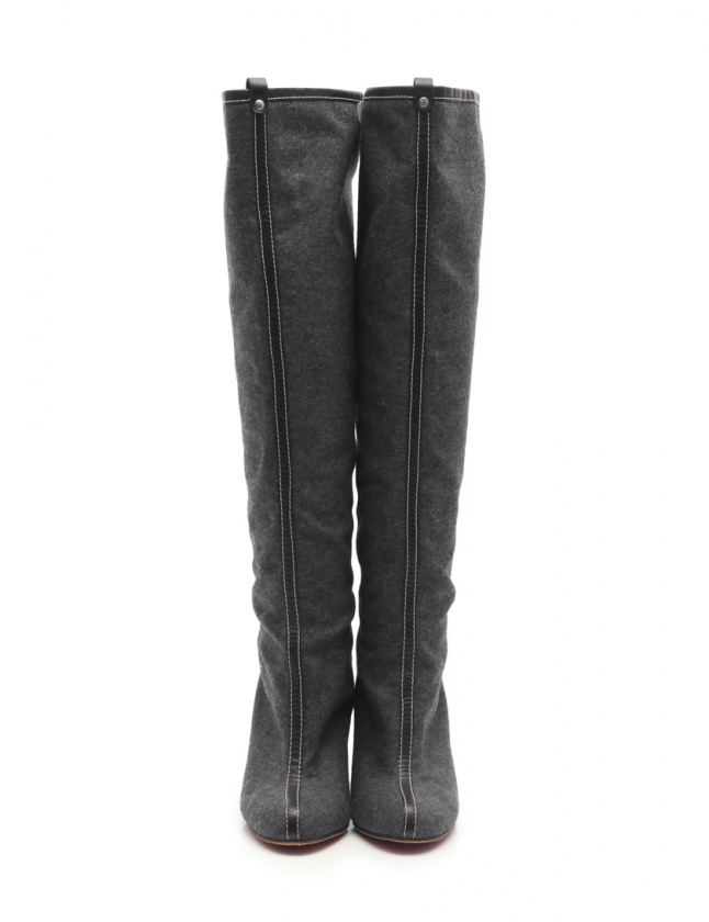 クリスチャンルブタン Christian louboutin ロングブーツ グレー 黒 36