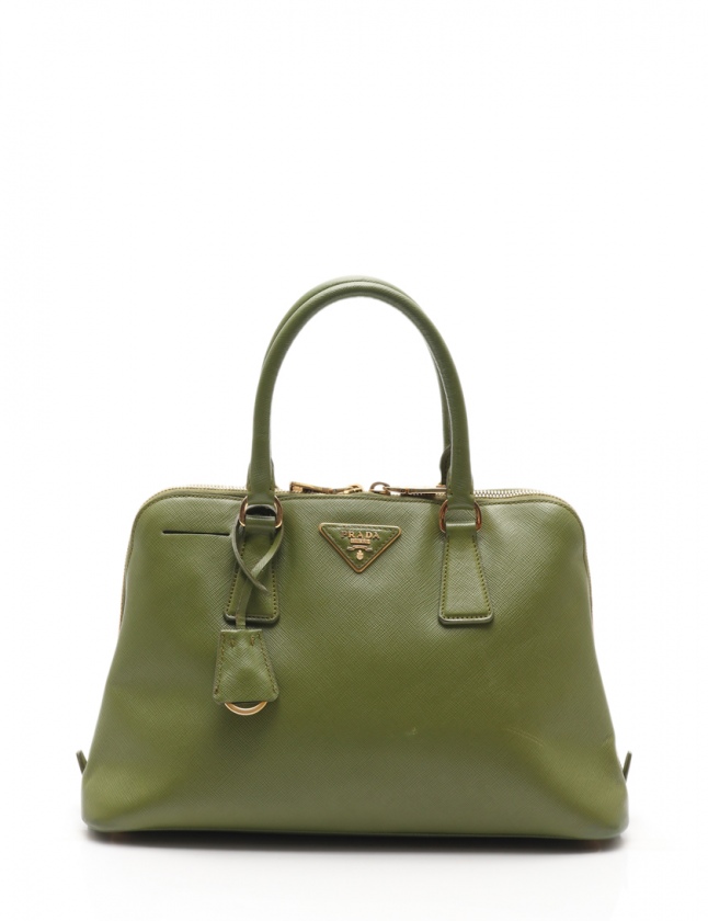プラダ PRADA ハンドバッグ ショルダーバッグ 黄緑 サフィアーノレザー 