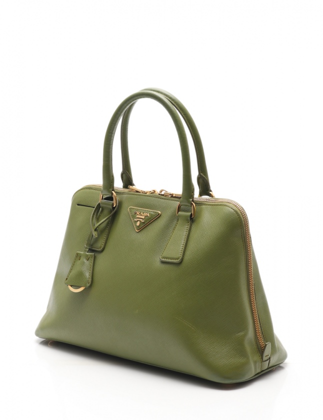 プラダ PRADA ハンドバッグ ショルダーバッグ 黄緑 サフィアーノレザー 