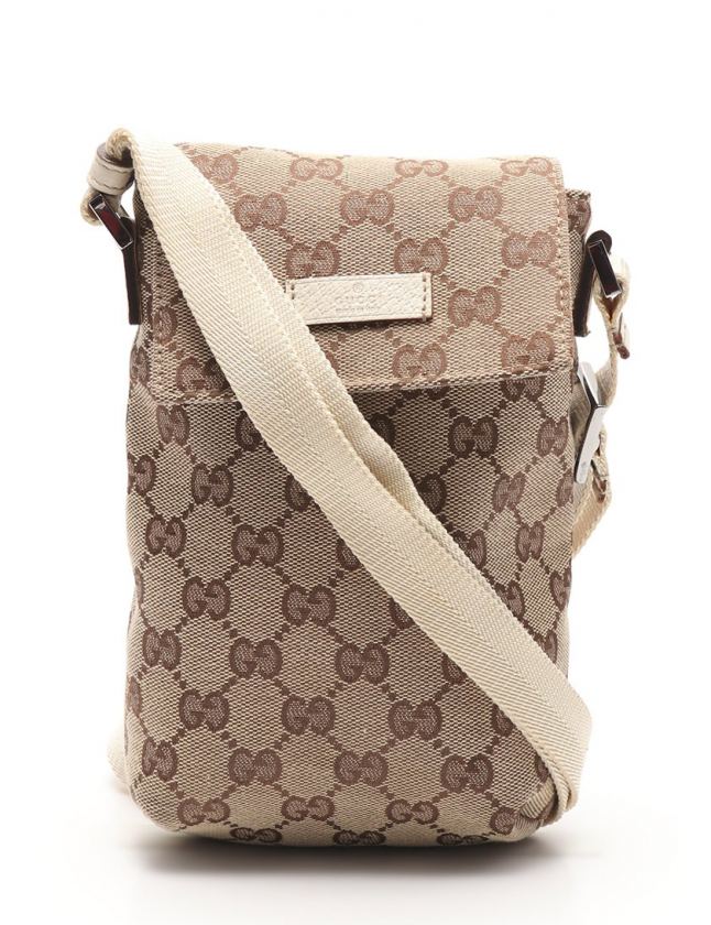 グッチ GUCCI ショルダーバッグ ポシェット GGキャンバス ベージュ 白 