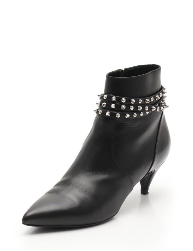 サンローラン パリ SAINT LAURENT PARIS ショートブーツ ヒール 黒 