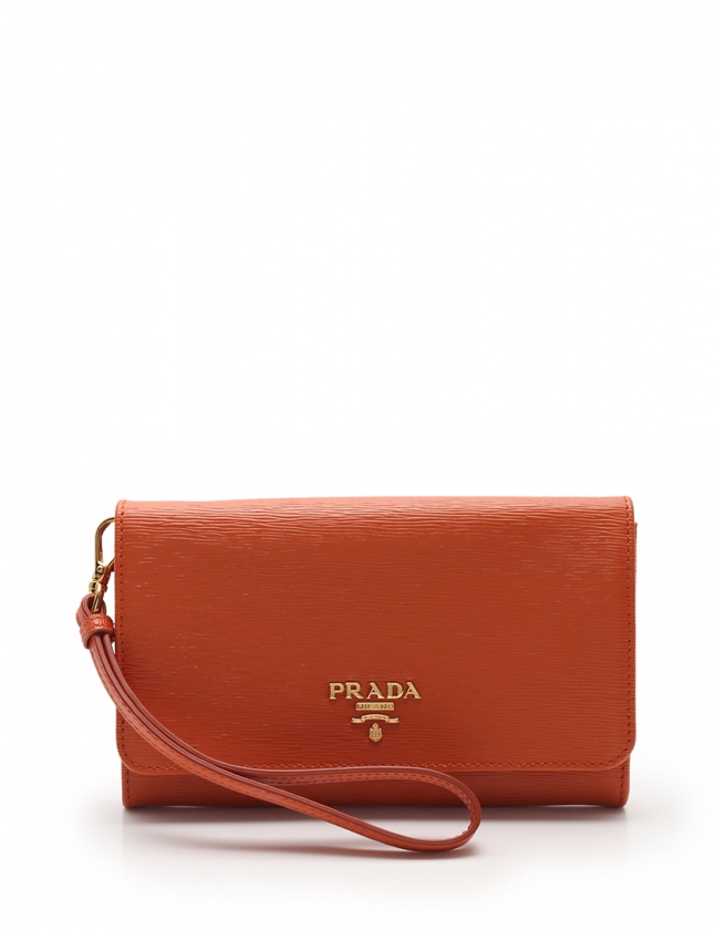 プラダ PRADA 二つ折り財布 オレンジ 小物 レザー 1M1438