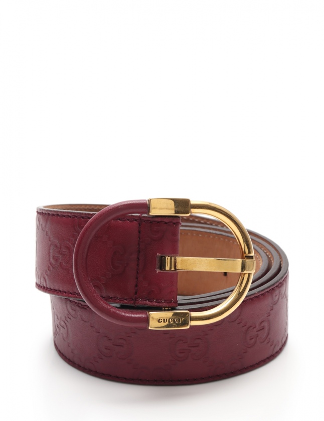 グッチ GUCCI ベルト 革ベルト グッチシマ ボルドー 小物 レザー