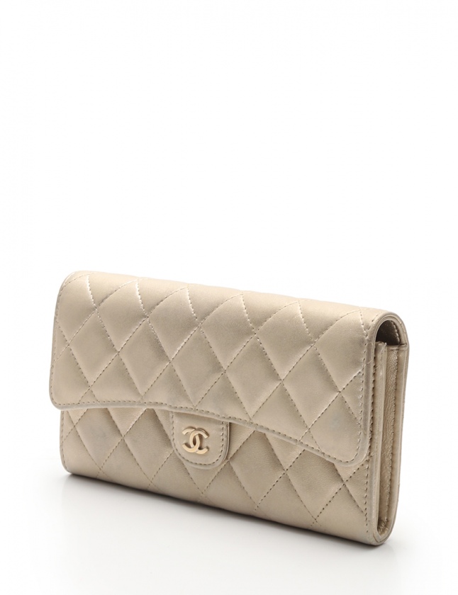 シャネル CHANEL 二つ折り長財布 マトラッセ ココマーク ゴールド 小物 