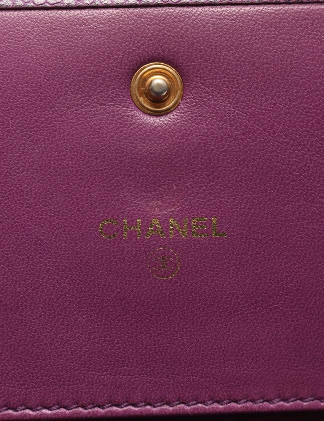 シャネル CHANEL 三つ折り財布 ココマーク 紫 小物 キャビアスキン