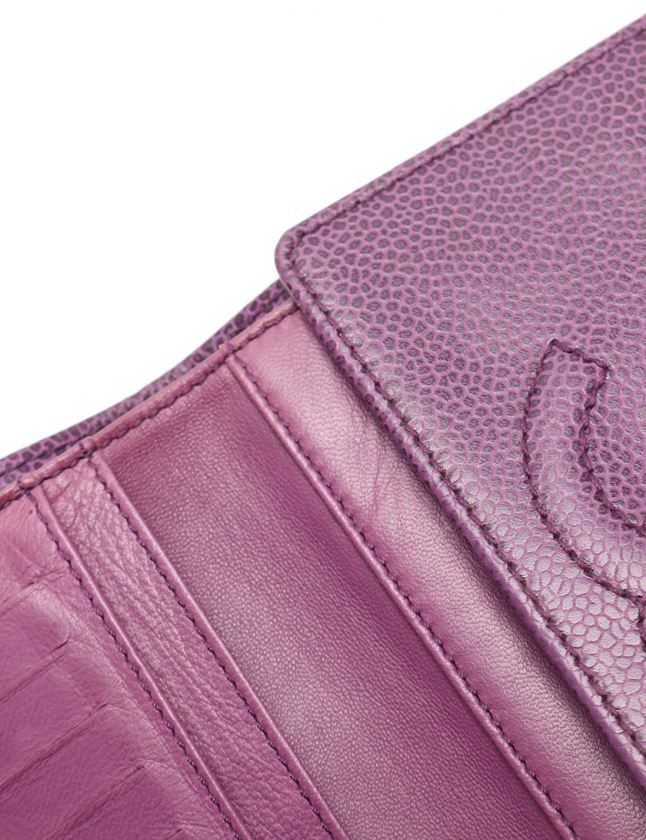 シャネル CHANEL 三つ折り財布 ココマーク 紫 小物 キャビアスキン