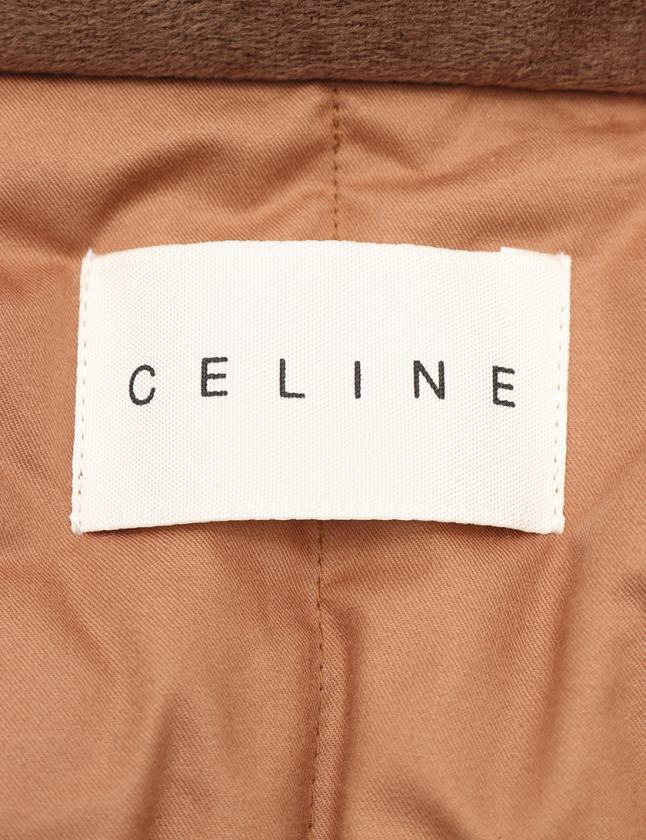 セリーヌ CELINE 羽毛肩当て マカダム 茶 F アウター 総柄 コットン