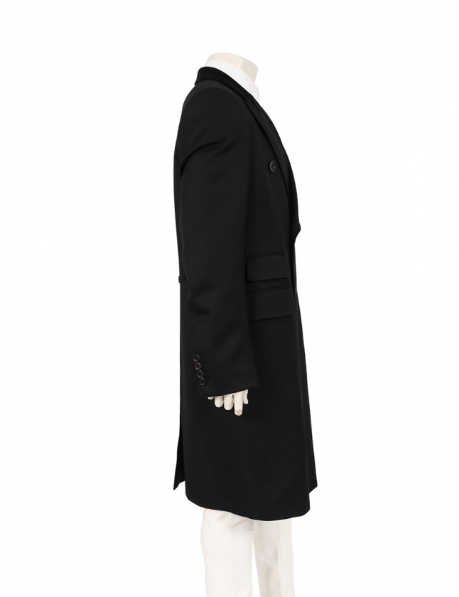 グッチ GUCCI ダブルロングコート 黒 54R アウター 無地 XL ウール 