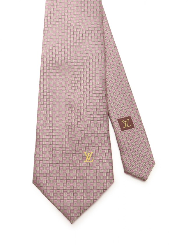 ルイヴィトン LOUIS VUITTON ネクタイ レギュラータイ ダミエ ピンク