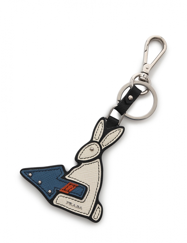 プラダ PRADA バッグチャーム シルバー マルチカラー 小物 レザー 