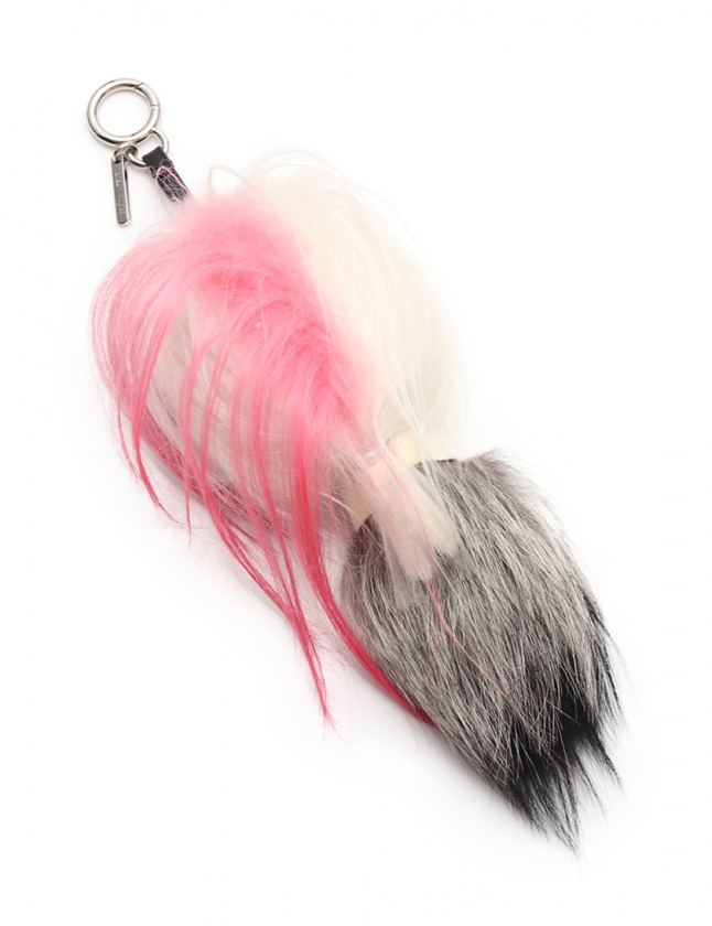 FENDI ファー チャーム フェンディ FENDI チャーム ファー/レザー ピンク×ホワイト シルバー