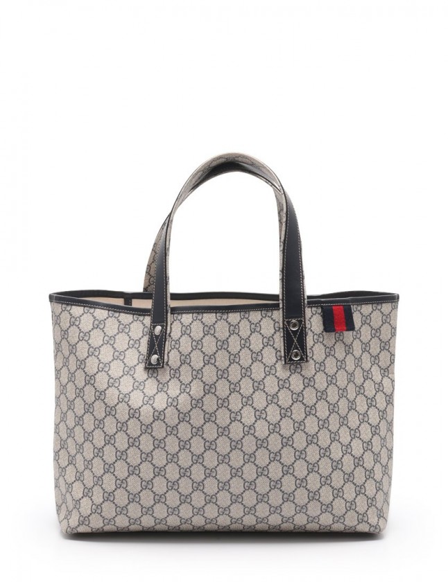 グッチ GUCCI トートバッグ GGスプリーム ライトグレー ネイビー 