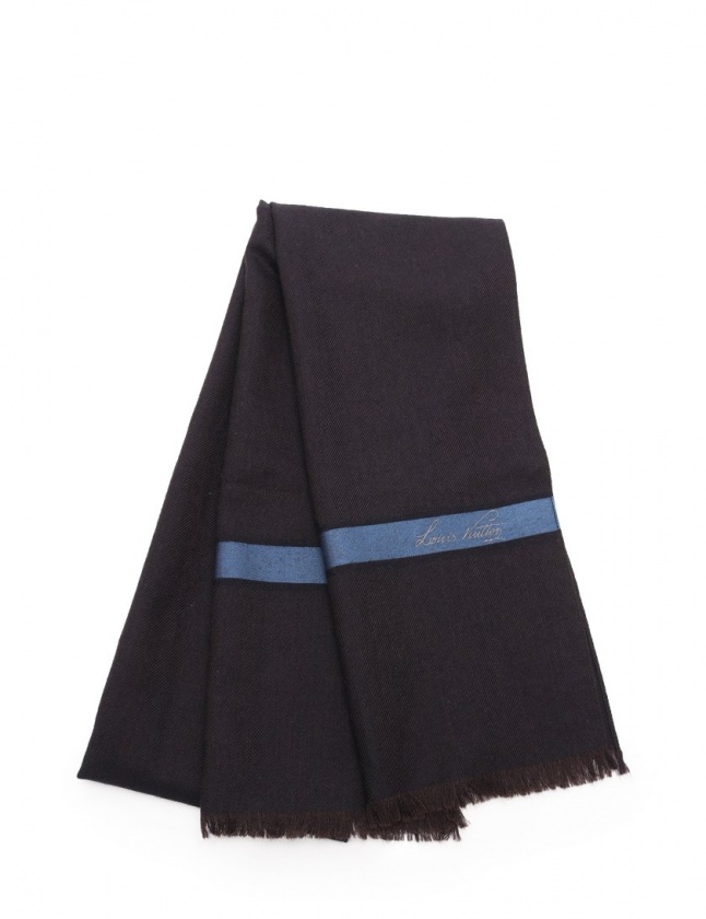 LOUIS VUITTON 供え (ルイヴィトン) ウールシルク マフラー スカーフ  