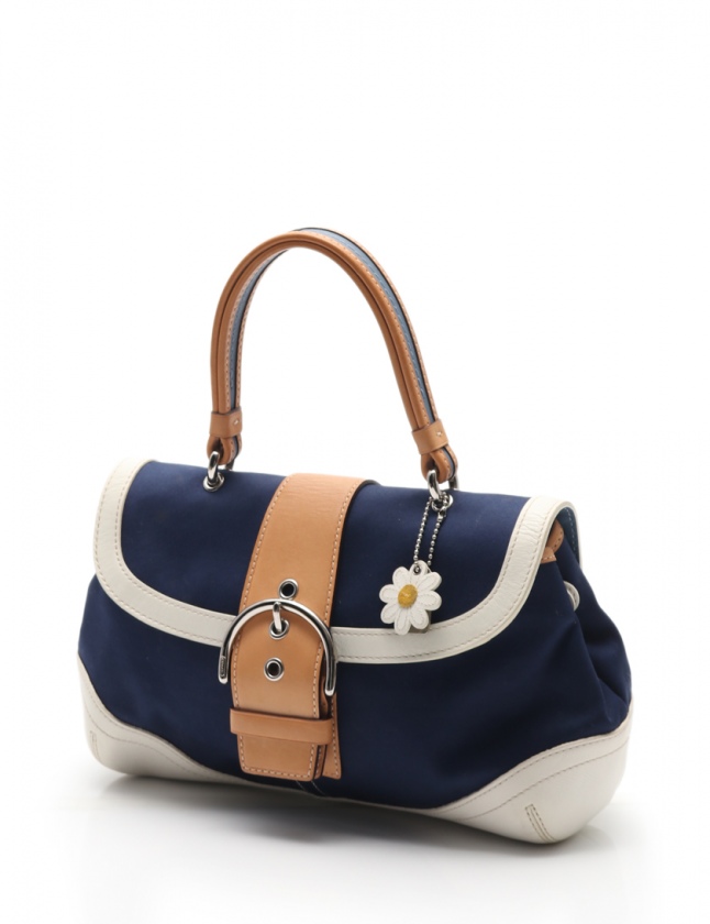 コーチ COACH ハンドバッグ ソーホーツイルトップ ネイビー 白 