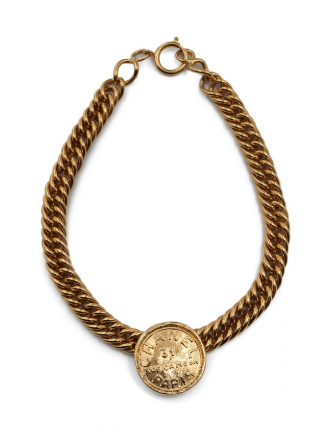 シャネル CHANEL チェーンネックレス ゴールド アクセサリー メダル 