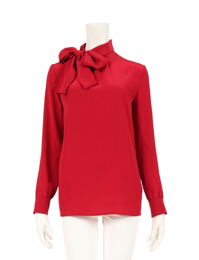 サンローラン パリ SAINT LAURENT PARIS ブラウス 赤 36 トップス M  