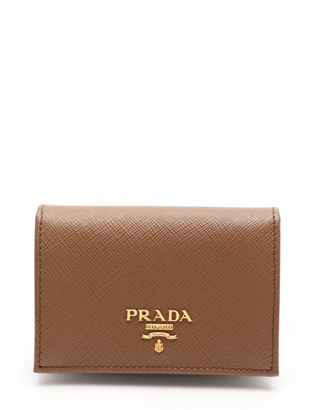 プラダ PRADA カードケース 名刺入れ 茶 小物 サフィアーノレザー 