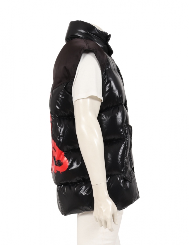 モンクレール Moncler ダウンベスト 黒 赤 2 アウター プリント M ナイロン Moncler Genius 8 Moncler Palm Angels Buzz 19aw メンズ 114 ベクトルパーク