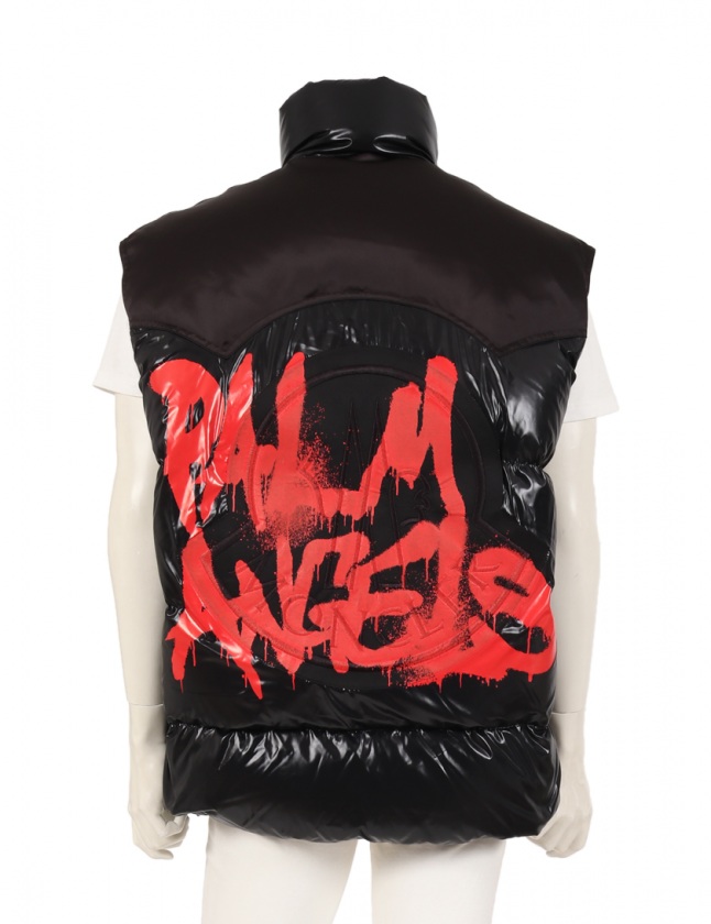 モンクレール Moncler ダウンベスト 黒 赤 2 アウター プリント M ナイロン Moncler Genius 8 Moncler Palm Angels Buzz 19aw メンズ 114 ベクトルパーク