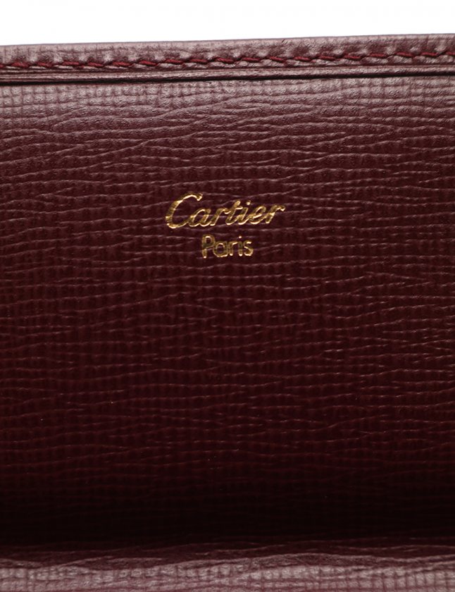 カルティエ 長財布 セカンドバッグ がま口 マストライン ボルドー レザー お値引き】【美品】Cartier カルティエ マストライン 長財布
