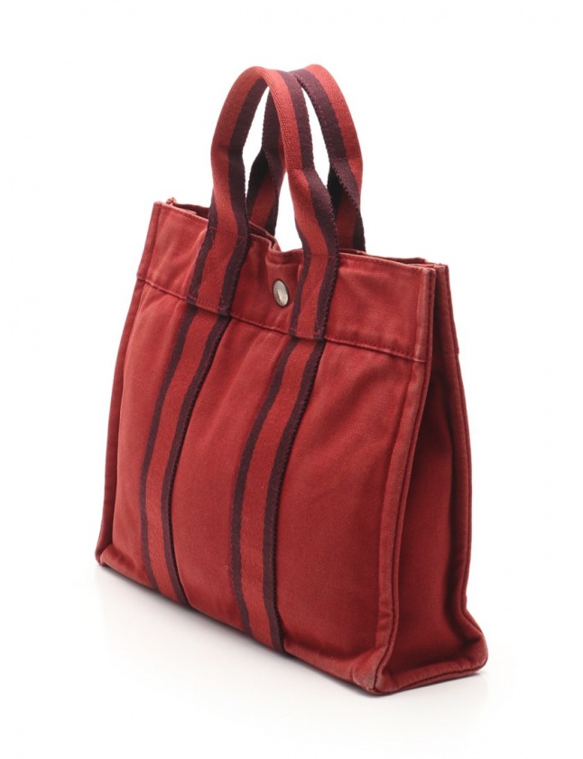 ★Mariru★フールトゥPM REDトートクリーニング済 HERMES エルメス フールトゥトートPM レッド/ボルドー シルバー