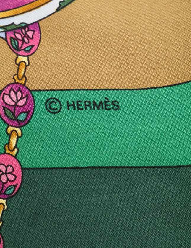エルメス HERMES スカーフ スクエア カレ90 緑 マルチカラー