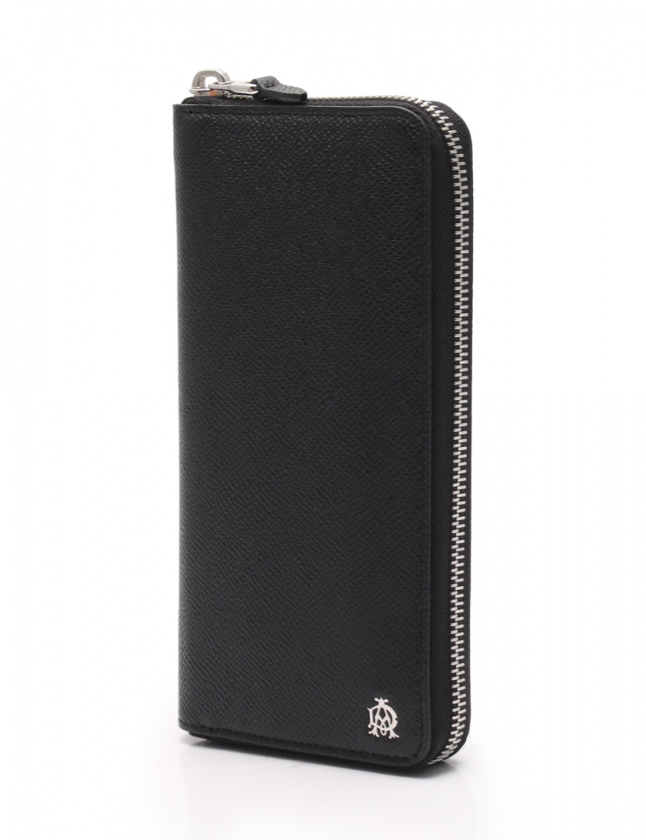 【極美品！】ダンヒル 長財布 ラウンドファスナー ウィンザー ロゴ 総柄 革 黒 ダンヒル dunhill ラウンドファスナー長財布 黒 小物 レザー WINDSOR