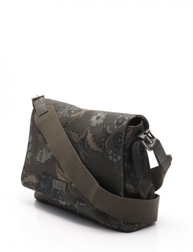グッチ GUCCI ショルダーバッグ 花柄 カーキ 346741 キャンバス レザー  