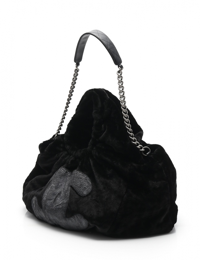 シャネル グレー 美品！ ギフト品 ハンドバッグ 非売品 トート CHANEL シャネル チェーントート パンチング シルバー金具