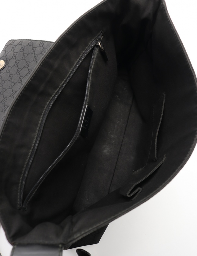 グッチ GUCCI ショルダーバッグ GG柄 黒 272351 ナイロン レザー