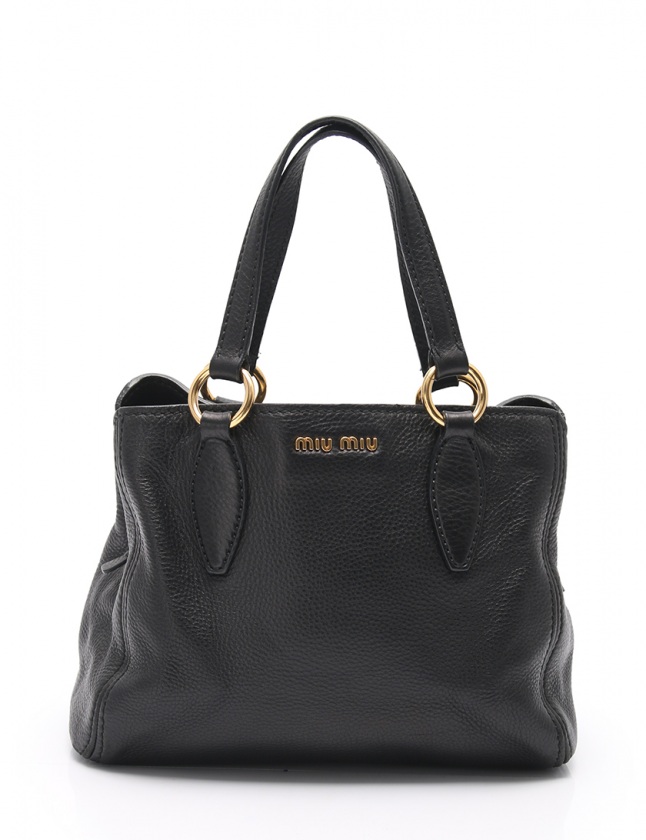 ミュウミュウ miumiu トートバッグ ショルダーバッグ 黒 レザー 2WAY 