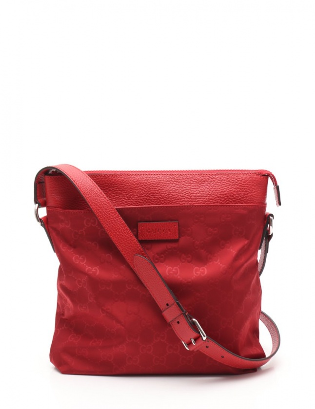 グッチ GUCCI ショルダーバッグ GG柄 赤 510342 ナイロン レザー 