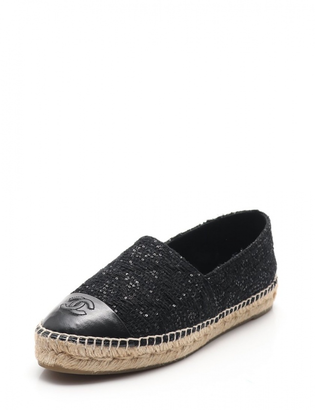 シャネル CHANEL スリッポン エスパドリーユ ココマーク 黒 39  