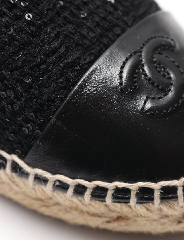 シャネル CHANEL スリッポン エスパドリーユ ココマーク 黒 39 