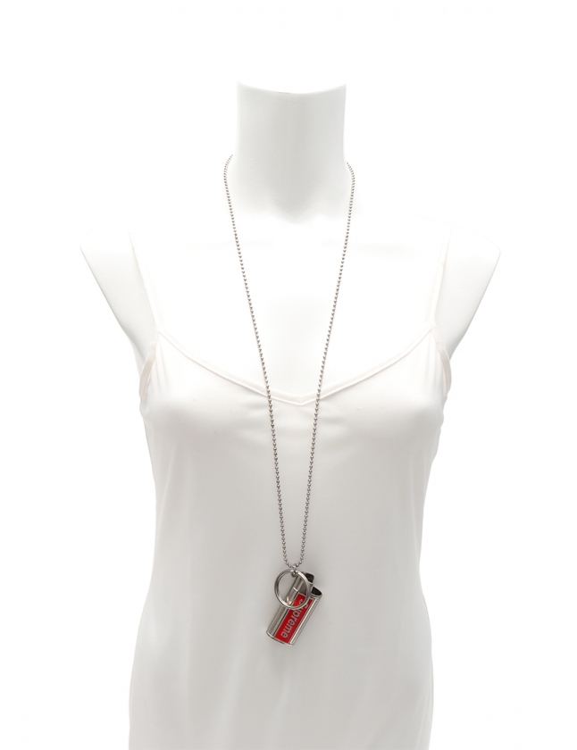 シュプリーム SUPREME ネックレス ライターケース シルバー 赤  