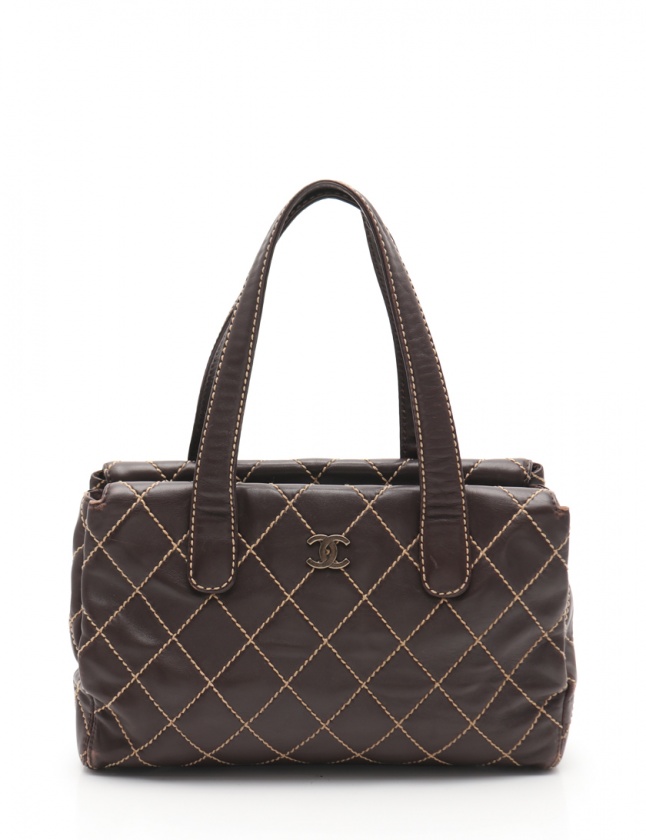 シャネル CHANEL ショルダーバッグ ワイルドステッチ 茶 レザー シャネル CHANEL ショルダーバッグ ワイルドステッチ 茶 レザー