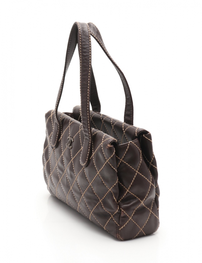 シャネル CHANEL ショルダーバッグ ワイルドステッチ 茶 レザー シャネル CHANEL ショルダーバッグ ワイルドステッチ 茶 レザー