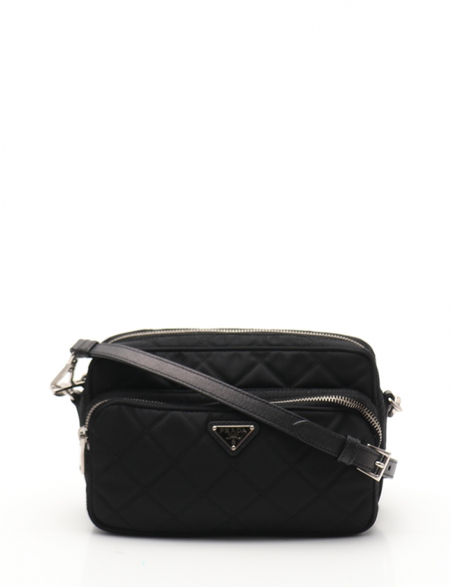 プラダ PRADA ショルダーバッグ 黒 1BH027 ナイロン レザー 