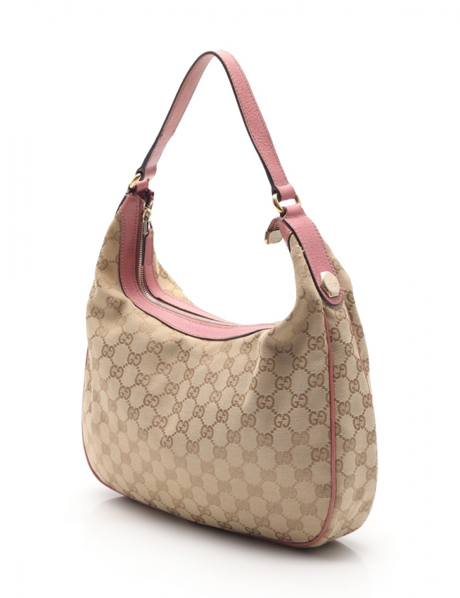 グッチ GUCCI ワンショルダーバッグ GGキャンバス ベージュ ピンク 