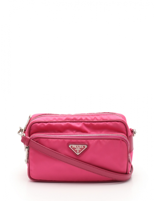 プラダ PRADA ショルダーバッグ ピンク 1BH010 ナイロン レザー  