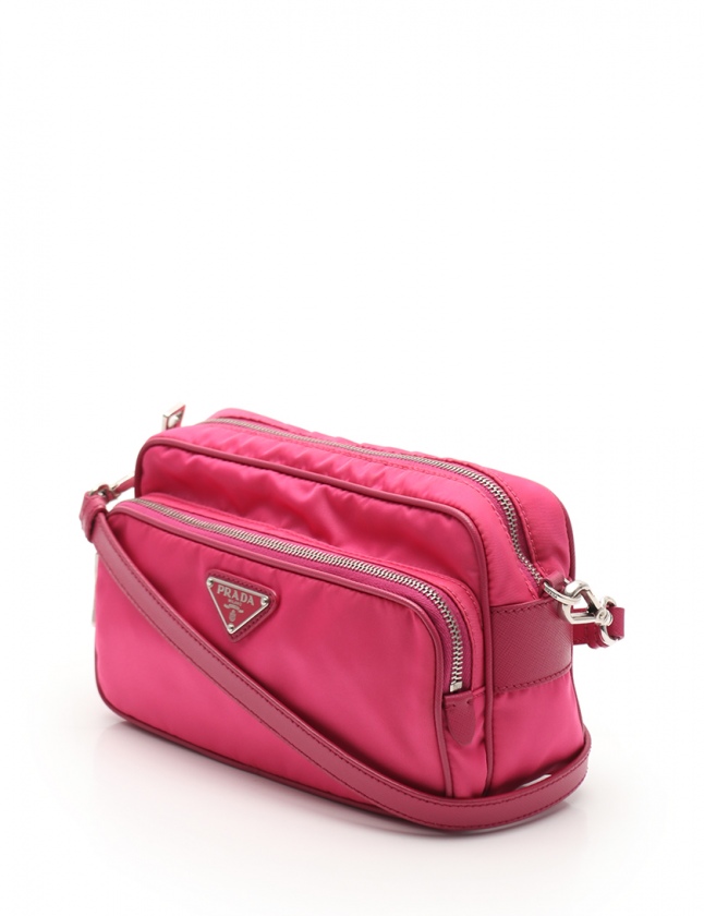 プラダ PRADA ショルダーバッグ ピンク 1BH010 ナイロン レザー