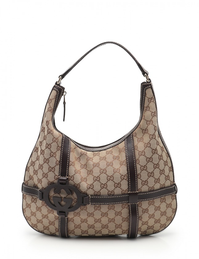 グッチ GUCCI ショルダーバッグ GGキャンバス 茶 181500
