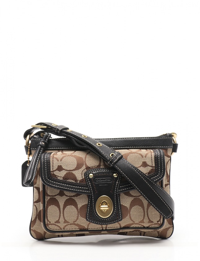コーチ COACH ショルダーバッグ シグネチャー ベージュ 黒 キャンバス 