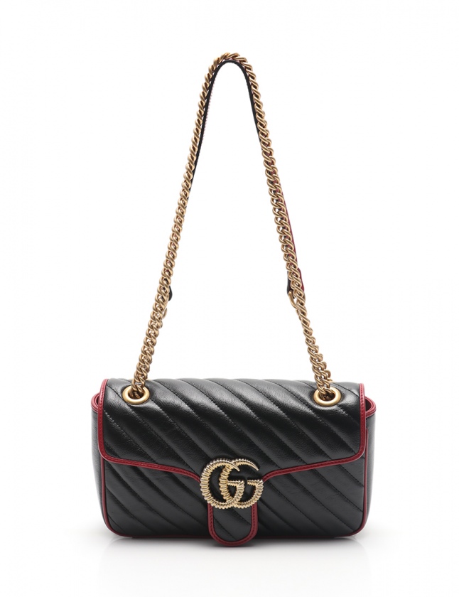グッチ GUCCI チェーンショルダーバッグ ポシェット GGマーモント 黒 