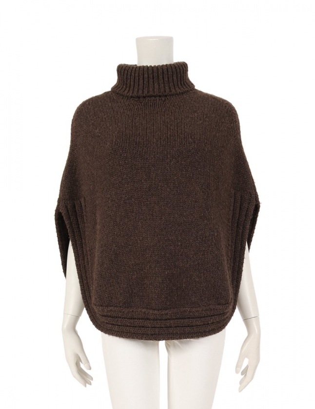 グッチ GUCCI ニットポンチョ カーキブラウン S トップス 無地 205306  